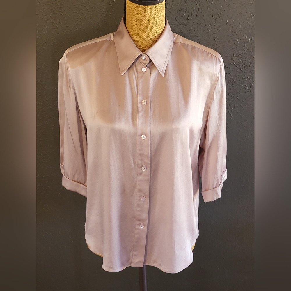 Starington Vintage 90s Mauve Pink Short Sleeve Button-up Blouse Size 12